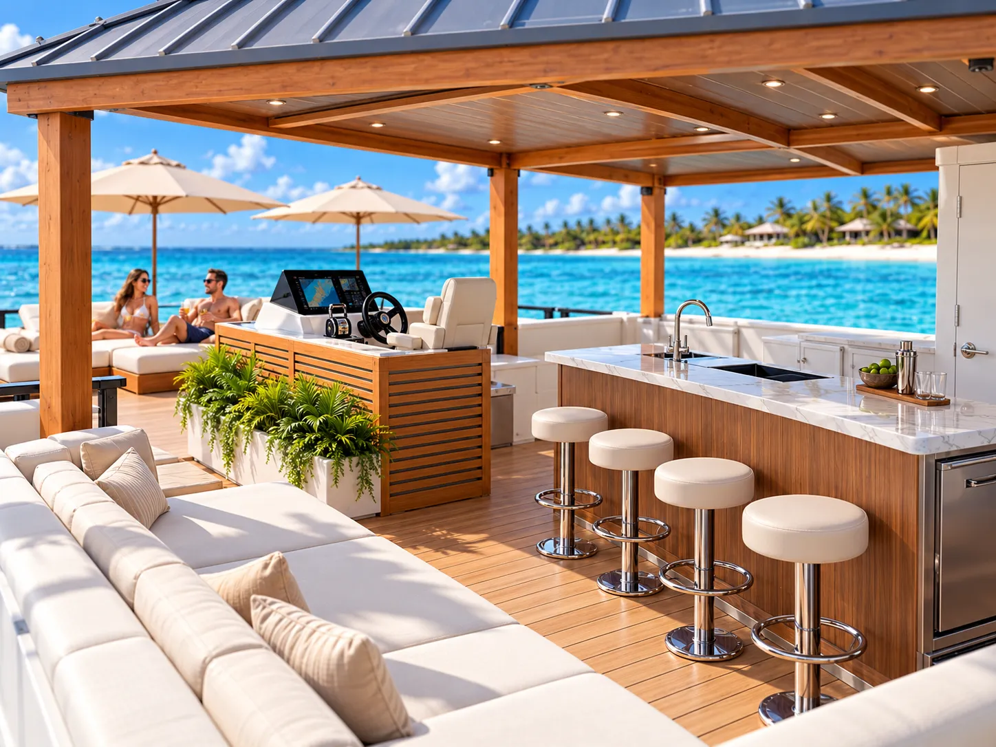 Pura Vida onboard bar and lounge seating, concept rendering